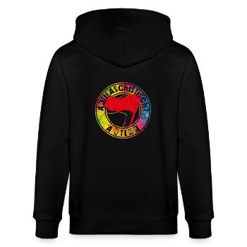 Antifaschistische Aktion - Stanley/Stella Unisex Bio-Kapuzenjacke CULTIVATOR  - Schwarz - Hinten - Anna (173cm)