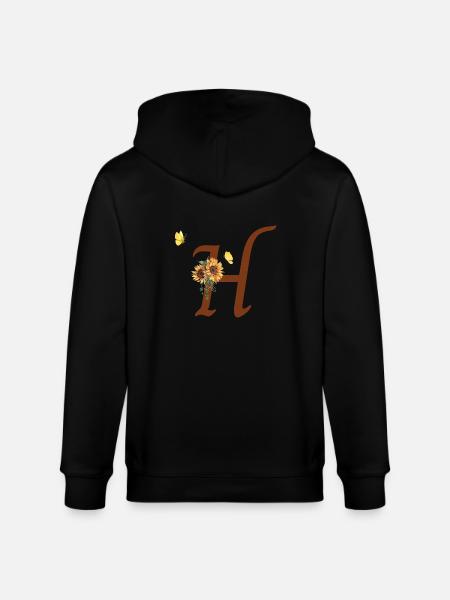 Letter h sunflower butterfly - Stanley/Stella CULTIVATOR  Unisex Organic Hooded Jacket - black
