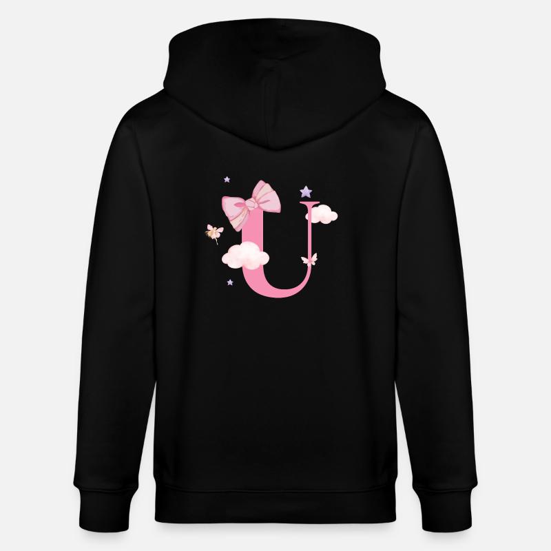 Buchstabe u Rosa Wolken - Stanley/Stella Unisex Bio-Kapuzenjacke CULTIVATOR  - Schwarz