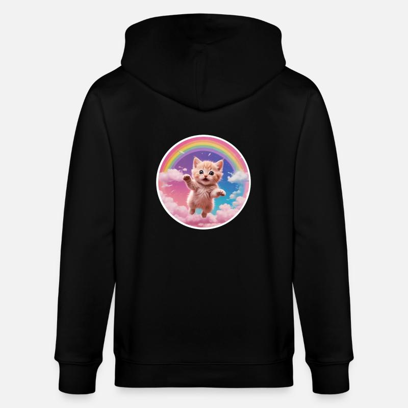 Rosa Kätzchen Regenbogen 1 - Stanley/Stella Unisex Bio-Kapuzenjacke CULTIVATOR - Schwarz