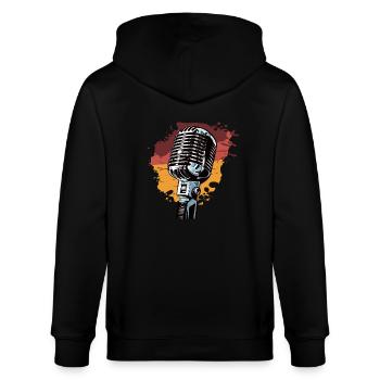 Mikrofon retro vintage sänger - Stanley/Stella Unisex Bio-Kapuzenjacke CULTIVATOR  - Schwarz - Hinten - Anna (173cm)