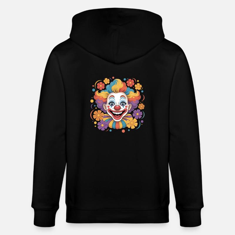Clown joyeux avec des fleurs - Veste à capuche bio CULTIVATOR Stanley/Stella Unisexe - noir