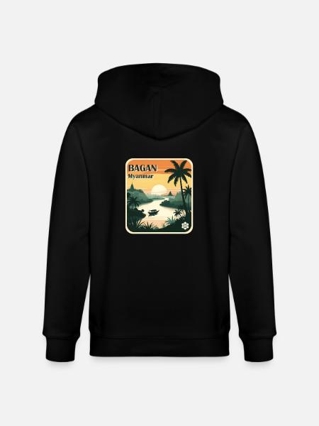 Bagan, Myanmar - Stanley/Stella CULTIVATOR Unisex Organic Hooded Jacket - black