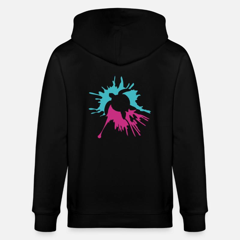 Water turtle paint splash drops - Stanley/Stella CULTIVATOR Unisex Organic Hooded Jacket - black