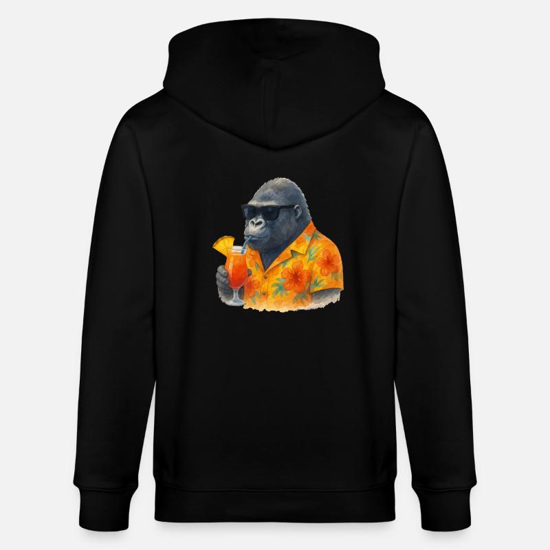 gorilla hawaii comic - Stanley/Stella Unisex Bio-Kapuzenjacke CULTIVATOR  - Schwarz