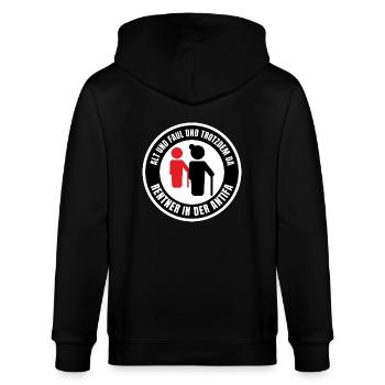 Rentner-Antifa - Stanley/Stella Unisex Bio-Kapuzenjacke CULTIVATOR  - Schwarz - Hinten - Anna (173cm)