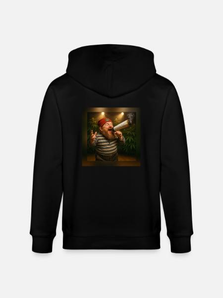 Marktschreier-Zwerg mit Joint-Megaphon - Stanley/Stella Unisex Bio-Kapuzenjacke CULTIVATOR - Schwarz