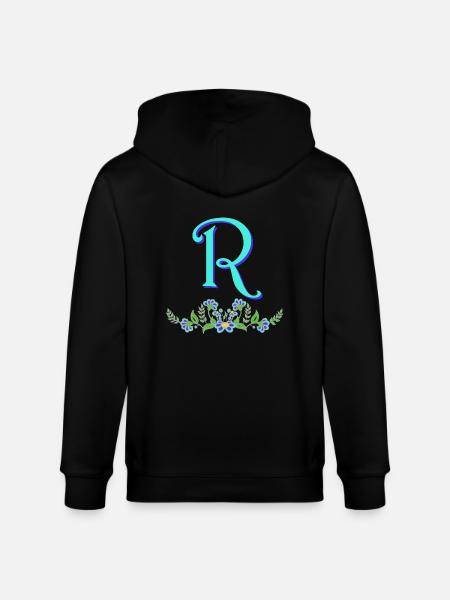 flower blue r - Stanley/Stella CULTIVATOR Unisex Organic Hooded Jacket - black