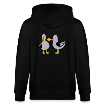 Freunde 2 lustige Möwen - Stanley/Stella Unisex Bio-Kapuzenjacke CULTIVATOR  - Schwarz - Hinten - Anna (173cm)