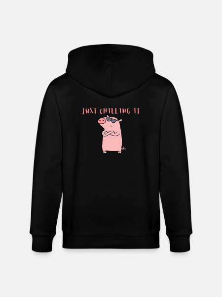 Cool 'Just Chilling it' Funny Cartoon Pig - Stanley/Stella økologisk unisex-hættejakke CULTIVATOR  - sort