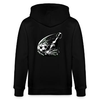 Flasche spielt Fußball | Kickende Bierflasche - Stanley/Stella Unisex Bio-Kapuzenjacke CULTIVATOR  - Schwarz - Hinten - Anna (173cm)