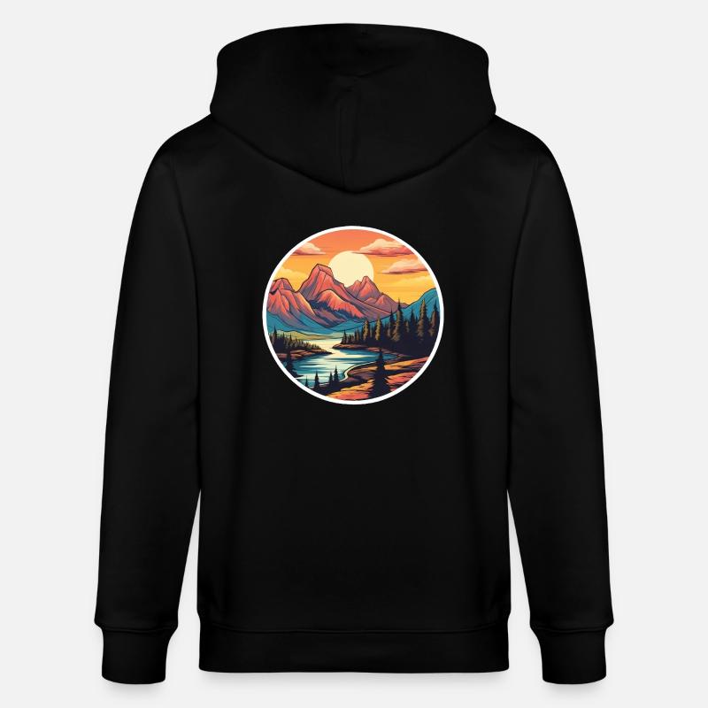 Berglandschaft - Stanley/Stella Unisex Bio-Kapuzenjacke CULTIVATOR  - Schwarz