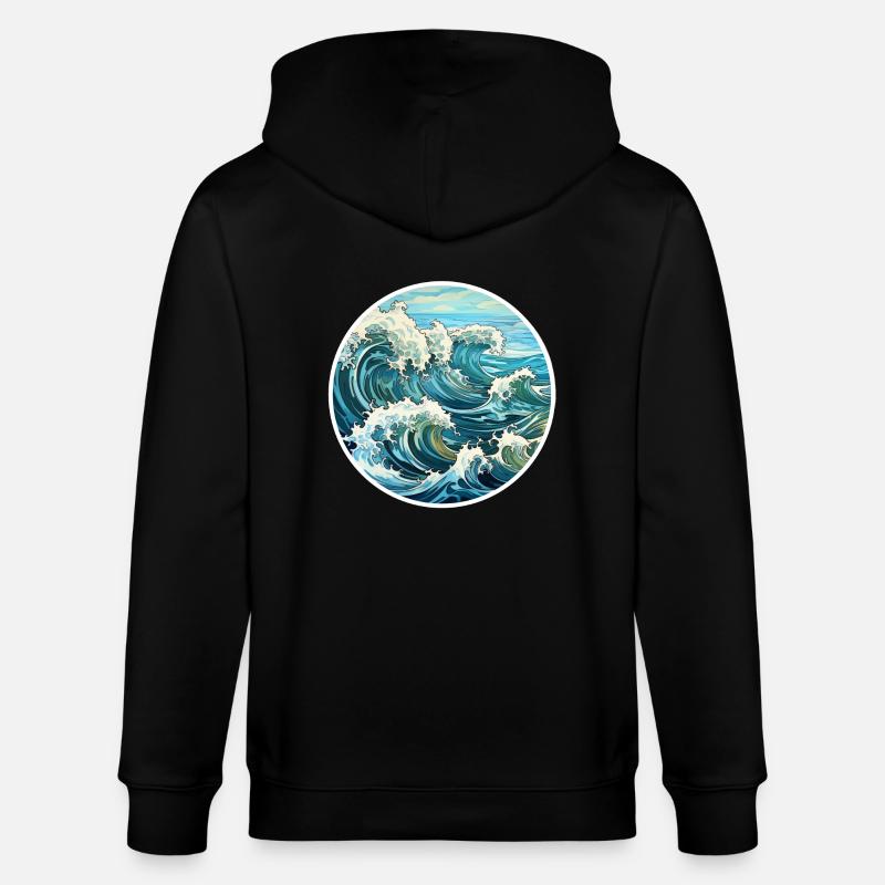 Waves - Stanley/Stella CULTIVATOR  Unisex Organic Hooded Jacket - black