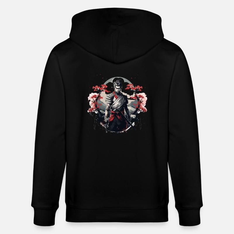 Samouraï Japon Cerisier Paysage - Veste à capuche bio CULTIVATOR Stanley/Stella Unisexe - noir
