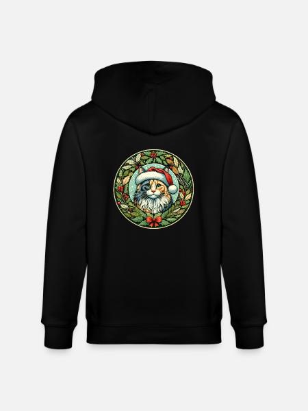 Dilute Calico Christmas - Stanley/Stella CULTIVATOR  Unisex Organic Hooded Jacket - black