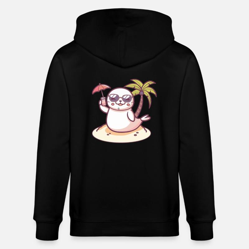 Bande dessinée Seal Summer Beach - Veste à capuche bio CULTIVATOR Stanley/Stella Unisexe - noir