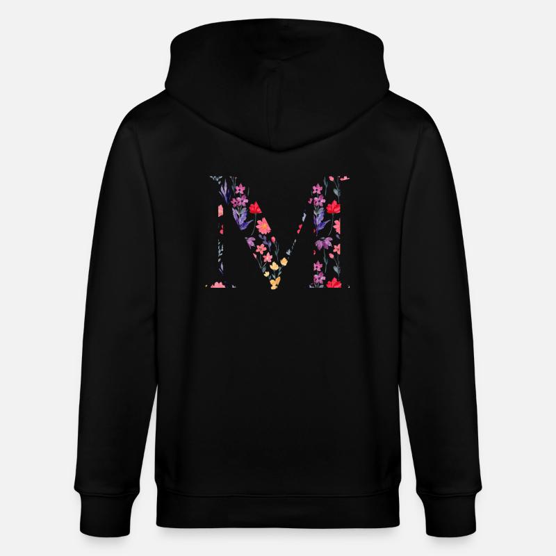 Personalisierter Blumenbuchstabe M - Geschenkidee - Stanley/Stella Unisex Bio-Kapuzenjacke CULTIVATOR - Schwarz