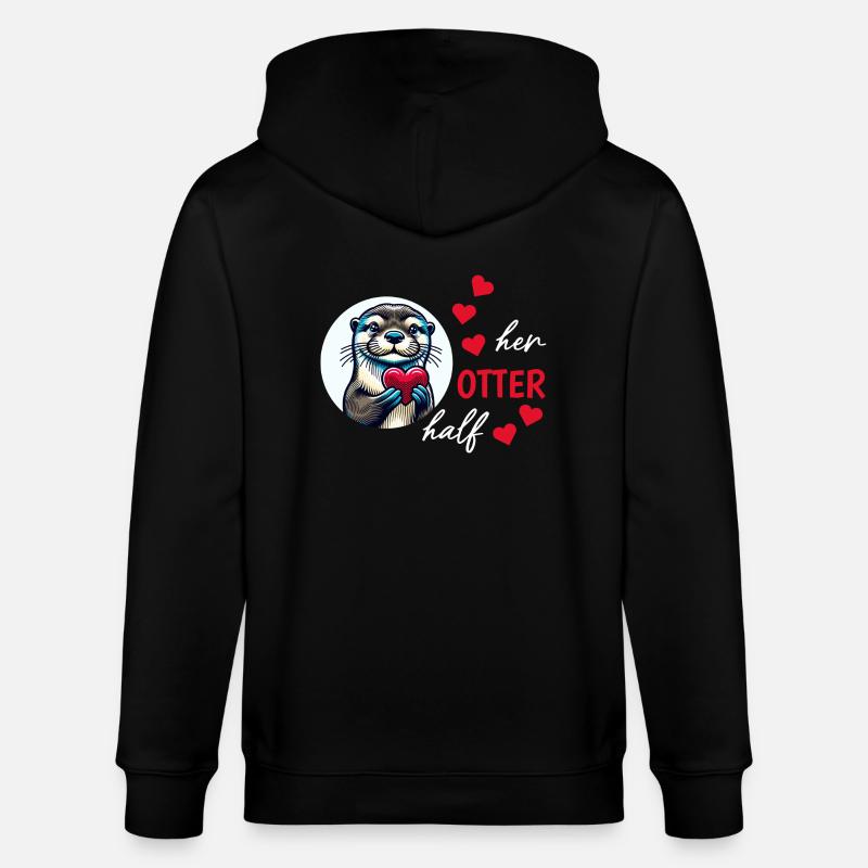 Otter half liebe geschenk - Stanley/Stella Unisex Bio-Kapuzenjacke CULTIVATOR  - Schwarz