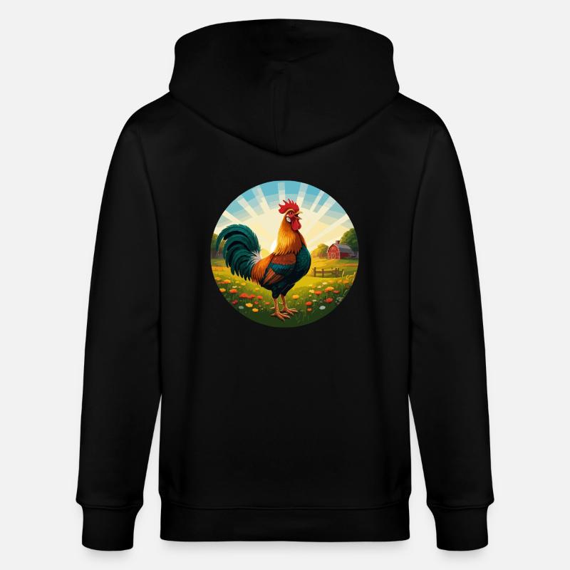 Coq au lever du soleil - Veste à capuche bio CULTIVATOR Stanley/Stella Unisexe - noir