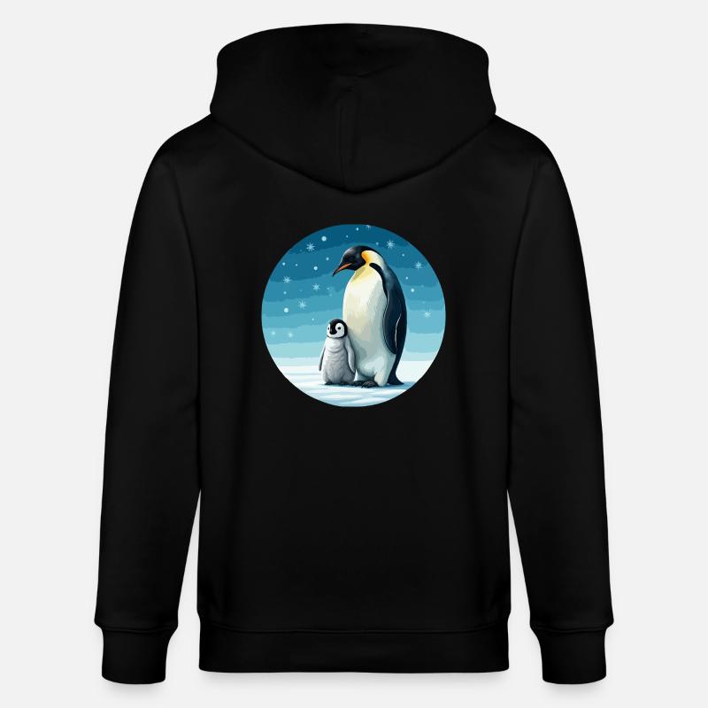 Kaiserpinguin mit Kind - Stanley/Stella Unisex Bio-Kapuzenjacke CULTIVATOR  - Schwarz