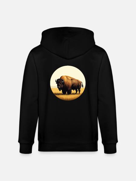 Bison dans la prairie - Veste à capuche bio CULTIVATOR Stanley/Stella Unisexe - noir