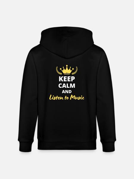 Keep Calm and Listen to Music - Stanley/Stella CULTIVATOR Unisex Organic Hooded Jacket - black