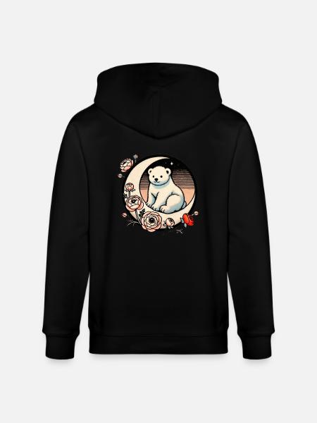Eisbär Mond - Stanley/Stella Unisex Bio-Kapuzenjacke CULTIVATOR - Schwarz