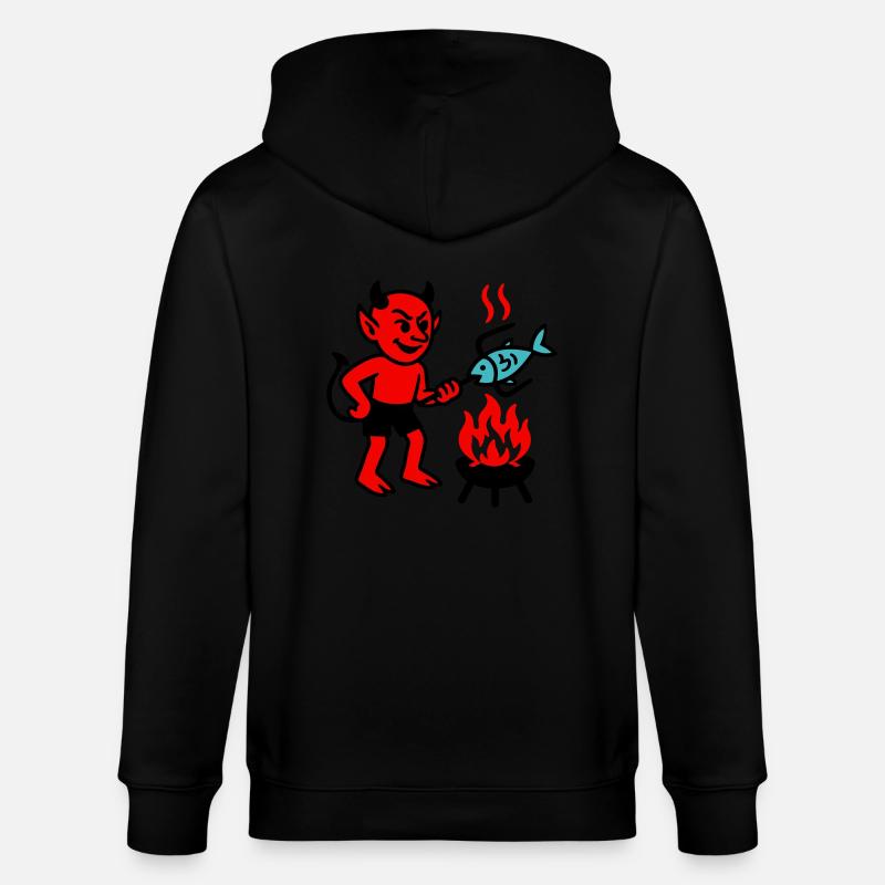 Devil with Fish - Stanley/Stella Unisex Bio-Kapuzenjacke CULTIVATOR  - Schwarz