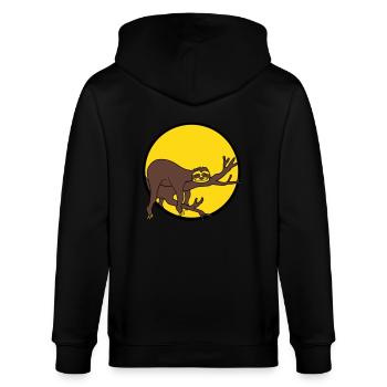 nacht mond sonne abend rund kreis faultier entspan - Stanley/Stella Unisex Bio-Kapuzenjacke CULTIVATOR  - Schwarz - Hinten - Anna (173cm)