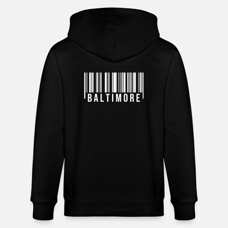 Baltimore Barcode - Stanley/Stella CULTIVATOR Unisex Organic Hooded Jacket - black