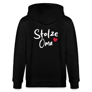 Stolze Oma - Stanley/Stella Unisex Bio-Kapuzenjacke CULTIVATOR  - Schwarz - Hinten - Anna (173cm)