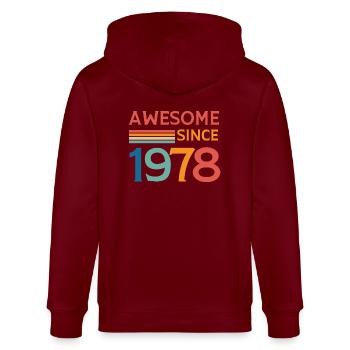 Awesome since 1978 - Stanley/Stella CULTIVATOR  Unisex Organic Hooded Jacket - burgundy - Back - Anna (173cm)