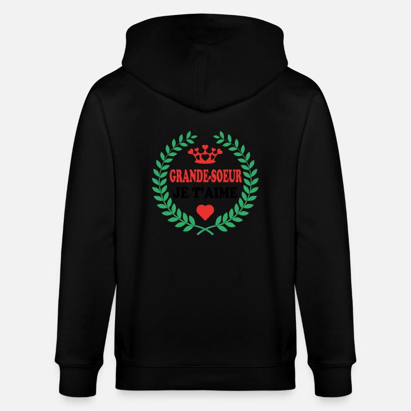 GRANDE SOEUR JE T'AIME - Veste à capuche bio CULTIVATOR Stanley/Stella Unisexe - noir