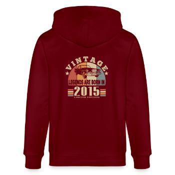 Jahrgang 2015 Legende geboren - Stanley/Stella Unisex Bio-Kapuzenjacke CULTIVATOR  - Burgunderrot - Hinten - Anna (173cm)