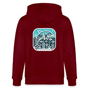 Walfisch - Stanley/Stella Unisex Bio-Kapuzenjacke CULTIVATOR  - Burgunderrot - Hinten - Anna (173cm)