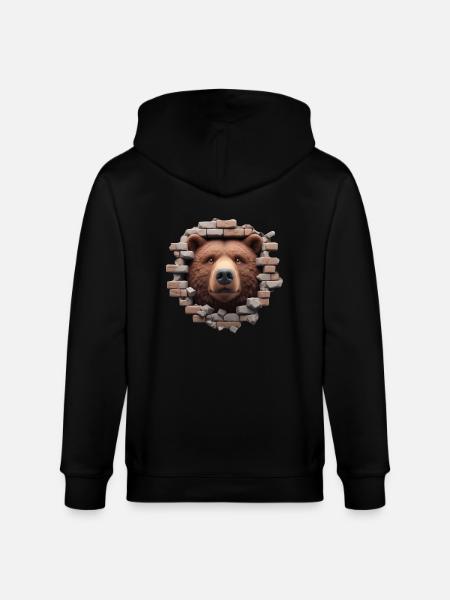 Bear in the hole - Stanley/Stella CULTIVATOR  Unisex Organic Hooded Jacket - black
