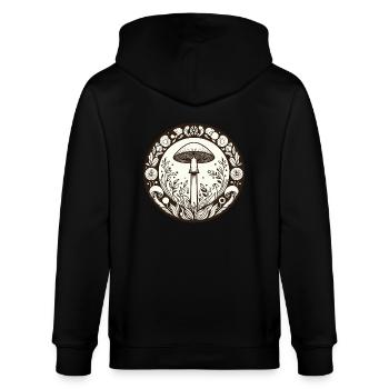 Mystisches Pilz-Mandala - Jugendstil Botanisch - Stanley/Stella Unisex Bio-Kapuzenjacke CULTIVATOR  - Schwarz - Hinten - Anna (173cm)