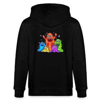 Bunte Schleimmonster - Stanley/Stella Unisex Bio-Kapuzenjacke CULTIVATOR  - Schwarz - Hinten - Anna (173cm)