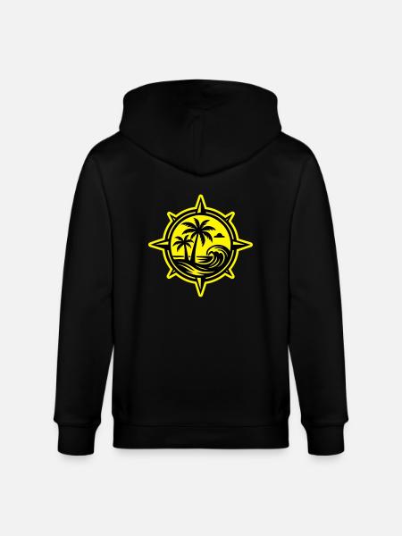 Compass Palm Trees Ocean - Stanley/Stella CULTIVATOR  Unisex Organic Hooded Jacket - black