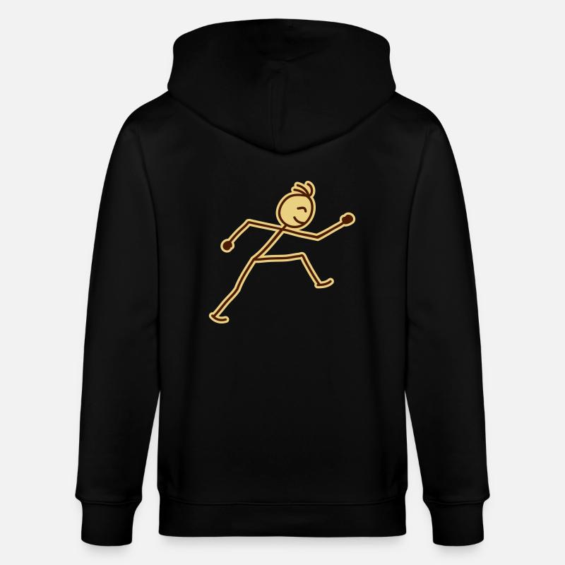 walking_stick_figure_2c - Stanley/Stella Unisex Bio-Kapuzenjacke CULTIVATOR - Schwarz