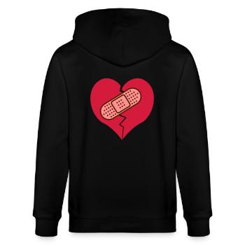 gebrochenes Herz mit Pflaster - Stanley/Stella Unisex Bio-Kapuzenjacke CULTIVATOR  - Schwarz - Hinten - Anna (173cm)