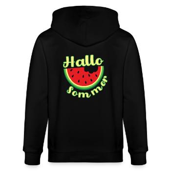 Melone Hallo Sommer - Stanley/Stella Unisex Bio-Kapuzenjacke CULTIVATOR  - Schwarz - Hinten - Anna (173cm)