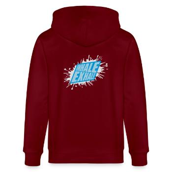 inhale exhale yoga Zitat - Stanley/Stella Unisex Bio-Kapuzenjacke CULTIVATOR  - Burgunderrot - Hinten - Anna (173cm)