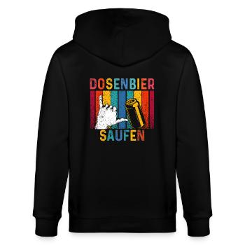 Dosenbier saufen - Stanley/Stella Unisex Bio-Kapuzenjacke CULTIVATOR  - Schwarz - Hinten - Anna (173cm)