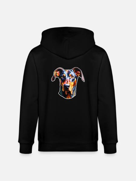 Doberman Head Psychedelic - Stanley/Stella CULTIVATOR  Unisex Organic Hooded Jacket - black