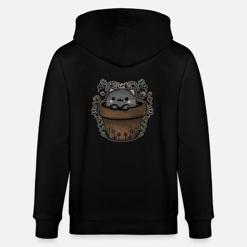 Chat fleur - Veste à capuche bio CULTIVATOR Stanley/Stella Unisexe - noir