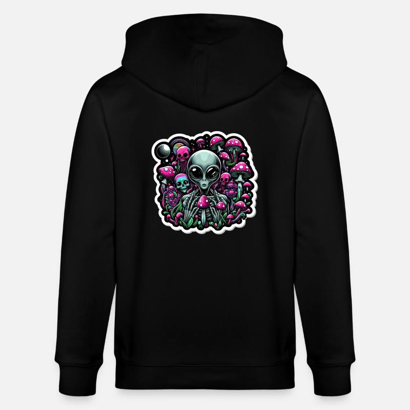 Alien psychédélique aux champignons - Veste à capuche bio CULTIVATOR Stanley/Stella Unisexe - noir