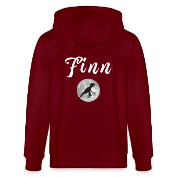 FINN - Schöner Jungen Name mit Dinosaurier - Stanley/Stella Unisex Bio-Kapuzenjacke CULTIVATOR  - Burgunderrot - Hinten - Anna (173cm)