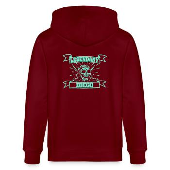 Diego - Stanley/Stella Unisex Bio-Kapuzenjacke CULTIVATOR  - Burgunderrot - Hinten - Anna (173cm)