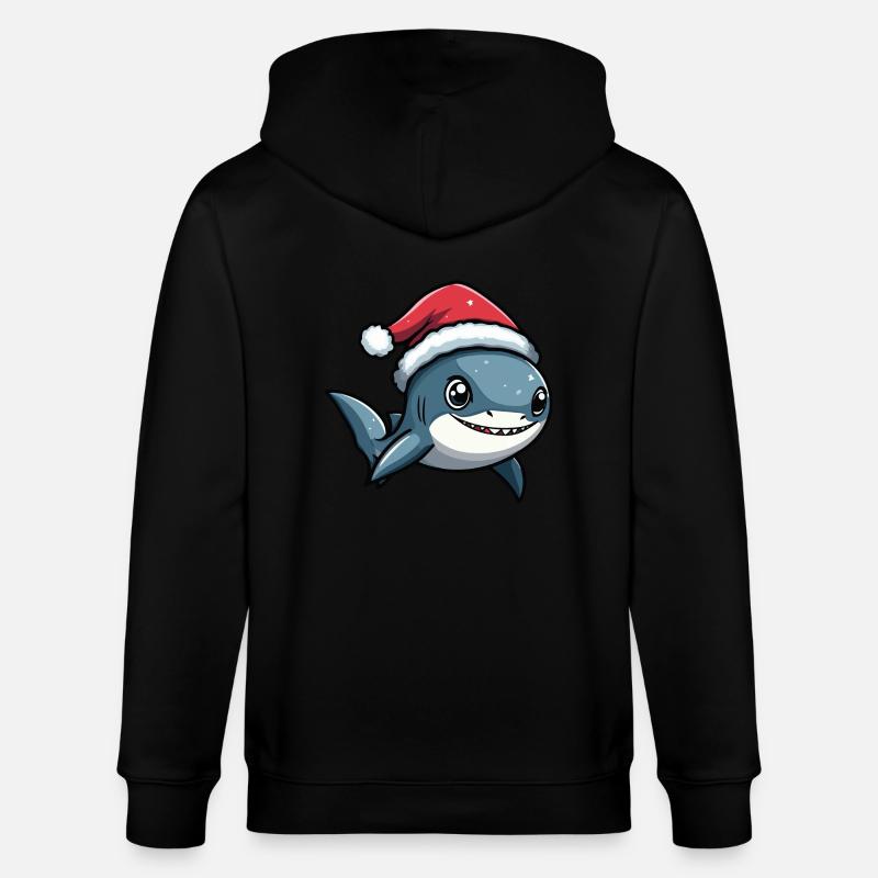 requin Noël mignon - Veste à capuche bio CULTIVATOR Stanley/Stella Unisexe - noir